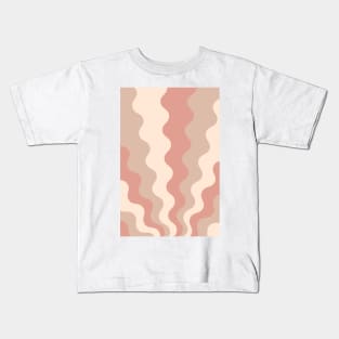 70s Retro Groovy Lines Seamless Pattern Peach, Pink and Beige Kids T-Shirt